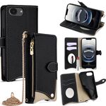 Per iPhone 16e Custodia a tracolla in pelle Litchi con catena a coda di pesce (nera)