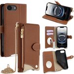 Per iPhone 16e Crossbody Chain Fishtail Litchi Custodia in pelle per telefono (marrone)