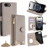 Per iPhone 16e Crossbody Chain Fishtail Litchi Custodia per telefono in pelle (grigio)