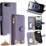Per iPhone 16e Crossbody Chain Fishtail Litchi Custodia per telefono in pelle (viola)
