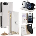 Per iPhone 16e Custodia per telefono in pelle Litchi a coda di pesce con catena a tracolla (bianca)