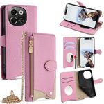Per Tecno Spark 30 5G / Pova 6 Neo 5G Custodia a tracolla in pelle Litchi a coda di pesce con catena (rosa)
