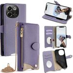 Per Tecno Spark 30 5G / Pova 6 Neo 5G Custodia a tracolla in pelle Litchi a coda di pesce con catena (viola)