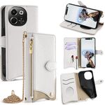 Per Tecno Spark 30 5G / Pova 6 Neo 5G Custodia a tracolla in pelle Litchi a coda di pesce (bianca)