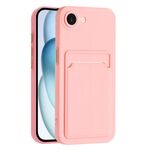 Per iPhone 16e Custodia per telefono in TPU con bottoni a contrasto di colore e pelle (rosa)