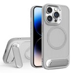 Per iPhone 14 Pro Vertical Lines Invisible Flat Holder MagSafe Custodia per telefono (grigio)