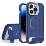 Per iPhone 14 Pro Vertical Lines Invisible Flat Holder MagSafe Custodia per telefono (blu)