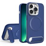 Per iPhone 13 Pro Max Vertical Lines Invisible Flat Holder MagSafe Custodia per telefono (blu)