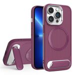 Per iPhone 13 Pro Vertical Lines Invisible Flat Holder MagSafe Custodia per telefono (rosso vino)