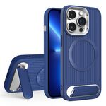 Per iPhone 13 Pro Vertical Lines Invisible Flat Holder MagSafe Custodia per telefono (blu)