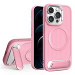 Per iPhone 12 Pro Max Vertical Lines Invisible Flat Holder MagSafe Custodia per telefono (rosa)