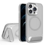 Per iPhone 12 Pro Max Vertical Lines Invisible Flat Holder MagSafe Custodia per telefono (grigio)