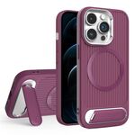 Per iPhone 12 Pro Max Vertical Lines Invisible Flat Holder MagSafe Custodia per telefono (rosso vino)