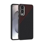 Per Samsung Galaxy S25 Edge 5G ABEEL C Custodia per telefono MagSafe in fibra di carbonio 6D Micro Relief (nero rosso)