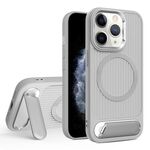 Per iPhone 11 Pro Max Vertical Lines Invisible Flat Holder MagSafe Custodia per telefono (grigio)
