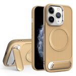Per iPhone 11 Pro Max Vertical Lines Invisible Flat Holder MagSafe Custodia per telefono (oro)