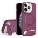 Per iPhone 11 Pro Max Vertical Lines Invisible Flat Holder MagSafe Custodia per telefono (rosso vino)