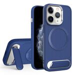 Per iPhone 11 Pro Max Vertical Lines Invisible Flat Holder MagSafe Custodia per telefono (blu)