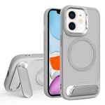Per iPhone 11 Vertical Lines Invisible Flat Holder MagSafe Custodia per telefono (grigio)