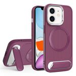 Per iPhone 11 Vertical Lines Invisible Flat Holder MagSafe Custodia per telefono (rosso vino)