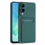 Per Samsung Galaxy S25 Edge 5G Custodia per telefono in TPU con bottoni a contrasto di colore e pelle (verde scuro)