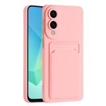 Per Samsung Galaxy S25 Edge 5G Custodia per telefono in TPU con pulsante a contrasto di colore e pelle (rosa)