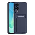 Per Samsung Galaxy S25 Edge 5G Custodia per telefono in TPU con bottoni a contrasto di colore e pelle (blu scuro)