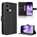 Per OPPO Reno13 5G Custodia per telefono in pelle con texture a diamante globale (nero)