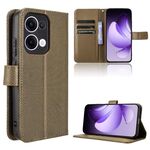 Per OPPO Reno13 5G Custodia per telefono in pelle con texture a diamante globale (marrone)