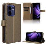 Custodia in pelle con texture a diamante per OPPO Reno13 F 4G / 5G (marrone)