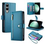 Per Samsung Galaxy S25 Edge 5G Custodia in pelle con cerniera e nove slot per schede (blu)