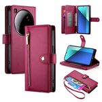 Per Xiaomi 15 Ultra Nine Card-slot Zipper Wallet Bag Custodia in pelle per telefono (rosso)