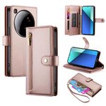 Per Xiaomi 15 Ultra Nine Card-slot Zipper Wallet Bag Custodia in pelle per telefono (rosa)