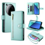 Per Xiaomi 15 Ultra Nine Card-slot Zipper Wallet Bag Custodia in pelle per telefono (verde menta)