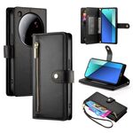 Per Xiaomi 15 Ultra Nine Card-slot Zipper Wallet Bag Custodia in pelle per telefono (nero)