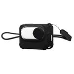 Custodia in silicone per custodia di ricarica per fotocamera Insta360 GO 3 PULUZ con copriobiettivo e cinturino (nero)