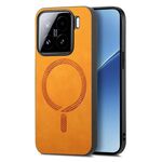 Per Xiaomi 15 Custodia per telefono con retro in PU Magsafe in tinta unita (giallo)
