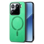 Per Xiaomi 15 Pro Custodia per telefono con retro in PU Magsafe a tinta unita (verde)