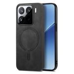 Per Xiaomi 15 Pro Custodia per telefono con retro in PU Magsafe tinta unita (nero)