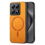 Per Xiaomi 14T Pro Custodia per telefono con retro in PU Magsafe in tinta unita (giallo)