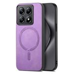 Per Xiaomi 14T Pro Custodia per telefono con retro in PU Magsafe tinta unita (viola)