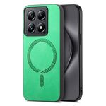 Per Xiaomi 14T Pro Custodia per telefono con retro in PU Magsafe tinta unita (verde)