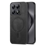 Per Xiaomi 14T Pro Custodia per telefono con retro in PU Magsafe tinta unita (nero)