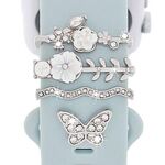 4 pezzi / set Smart Watch Universale Silicone Band Anello decorativo Accessori in metallo (argento)