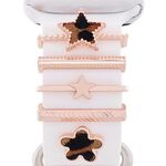 5 pezzi / set Smart Watch Universale Cinturino in silicone Anello decorativo Accessori in metallo, Stile: Oro rosa 3