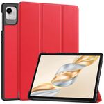 Per Honor Pad X9 Pro Custer Pure Color Custodia per tablet in pelle con supporto a 3 pieghe (rosso)