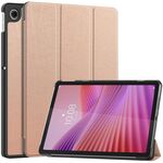 Per Lenovo Tab 10.1 / K10 2nd / S10 Custer Texture 3-Fold Holder Custodia in pelle per tablet intelligente (oro rosa)