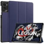 Per Lenovo Legion Y700 2025 Custer Texture 3-Fold Holder Custodia in pelle per tablet intelligente (blu scuro)