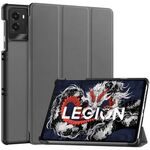 Per Lenovo Legion Y700 2025 Custer Texture 3-Fold Holder Custodia in pelle per tablet intelligente (grigio)