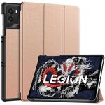Per Lenovo Legion Y700 2025 Custer Texture 3-Fold Holder Custodia in pelle per tablet intelligente (oro rosa)
